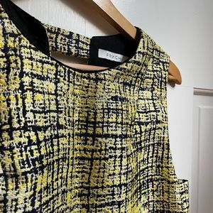 FRNCH tweed knee length yellow and navy shift dress, US Medium (4/6)